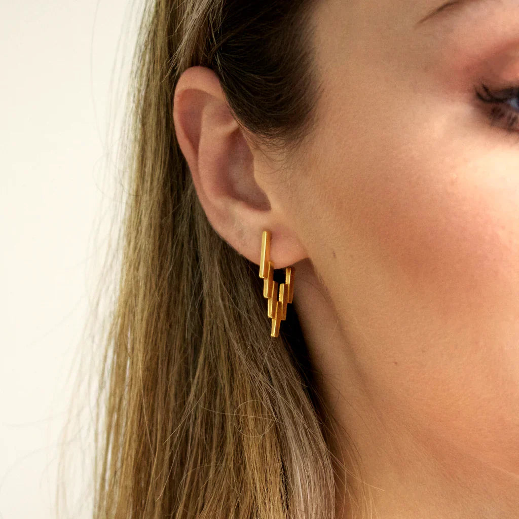 Jazbaat Gold-Plated Stainless Steel Ladder Hoop Earrings