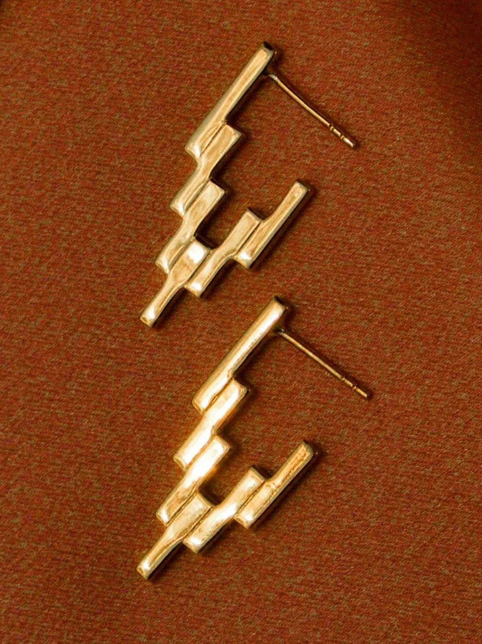 Jazbaat Gold-Plated Stainless Steel Ladder Hoop Earrings