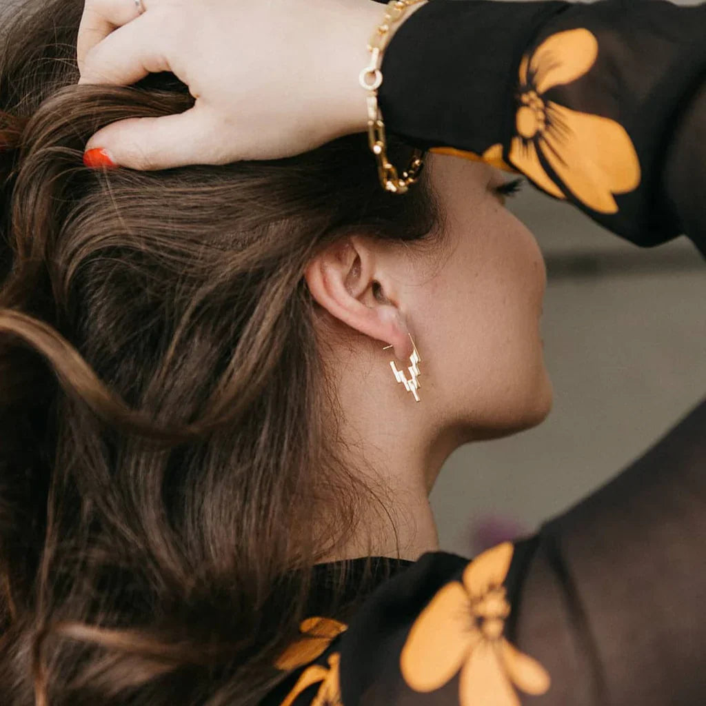 Jazbaat Gold-Plated Stainless Steel Ladder Hoop Earrings