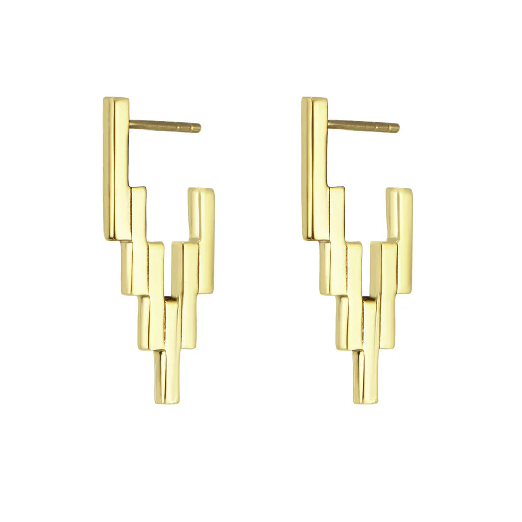 Jazbaat Gold-Plated Stainless Steel Ladder Hoop Earrings