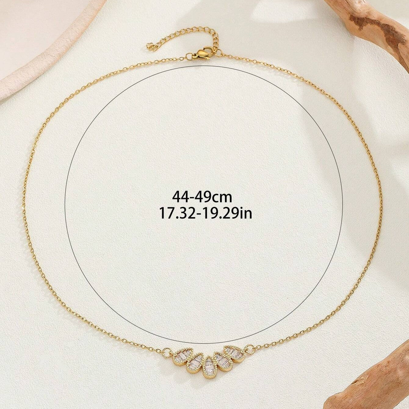 Jazbaat Gold-Plated Stainless Steel Raindrop-Shaped Zirconia Embedded Pendant Necklace