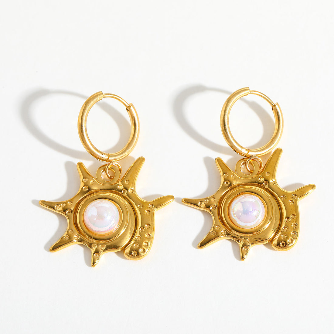 Jazbaat Gold-Plated Sunflower Sea Star Statement Earrings