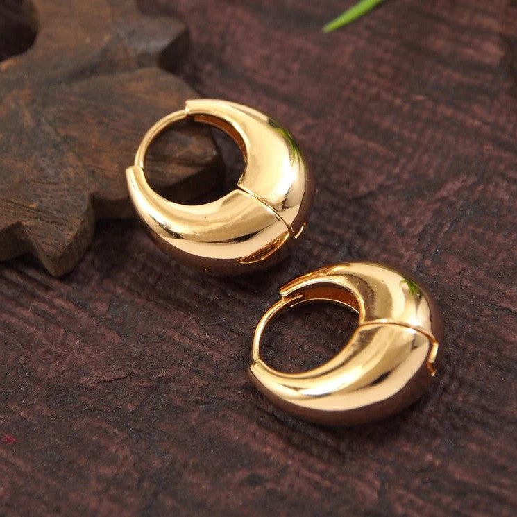 Jazbaat Gold-Plated Tarnish-Free Classic Hoop Earrings