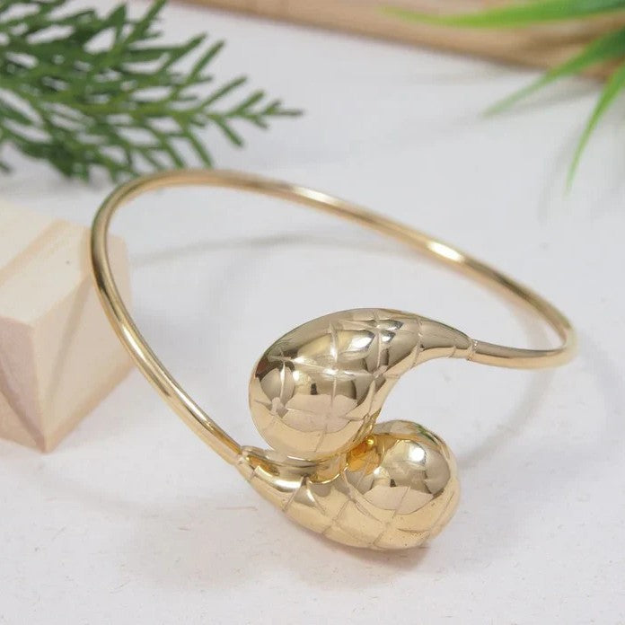 Jazbaat Gold-Plated Teardrop Open Cuff Bangle