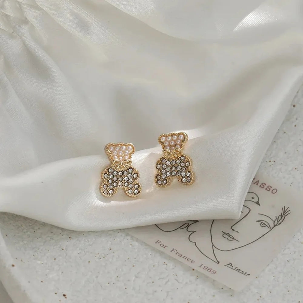 Jazbaat Gold-Plated Teddy Bear Korean Earrings
