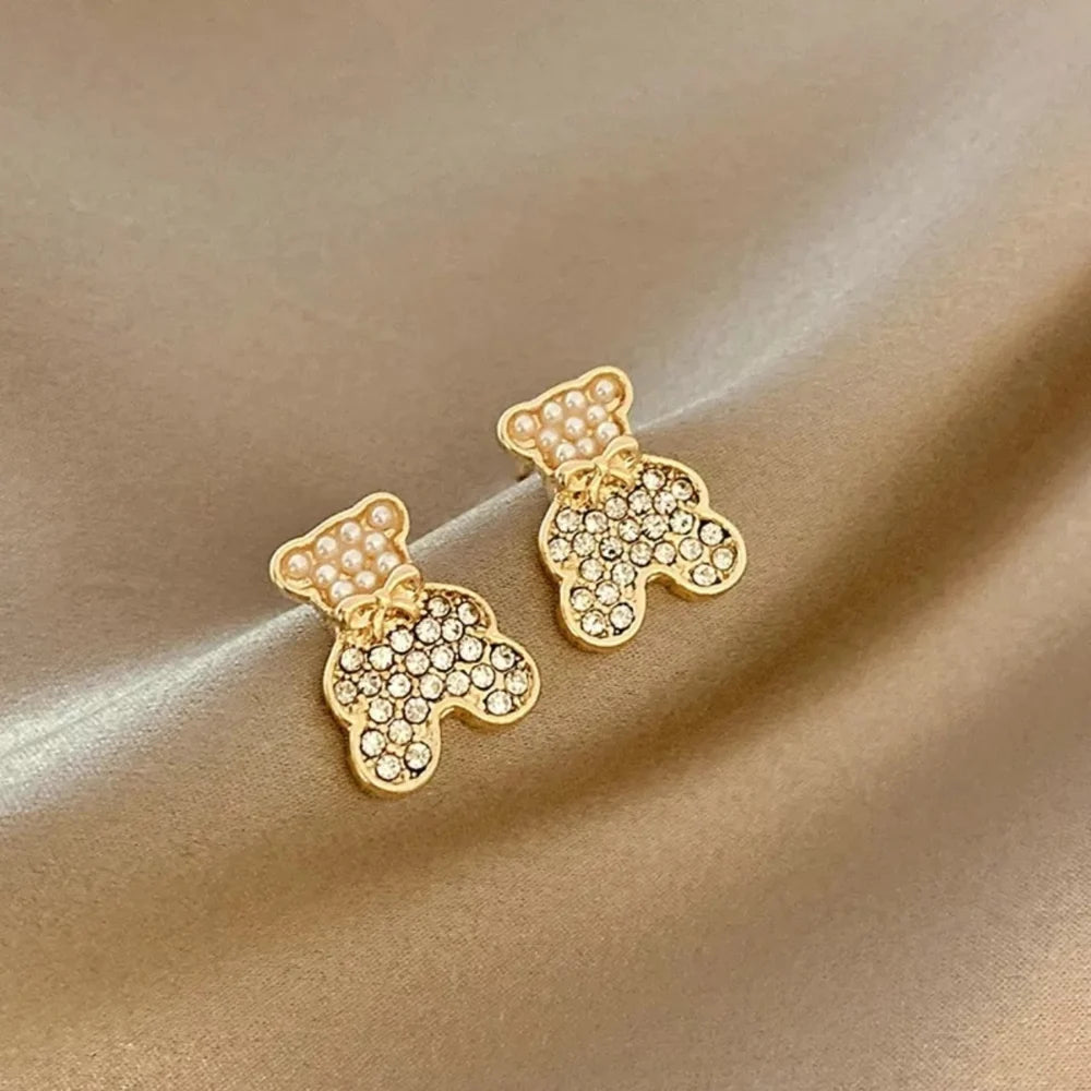 Jazbaat Gold-Plated Teddy Bear Korean Earrings