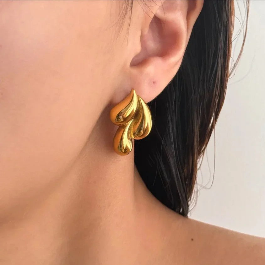 Jazbaat Gold-Plated Triple Droplet Stud Earrings
