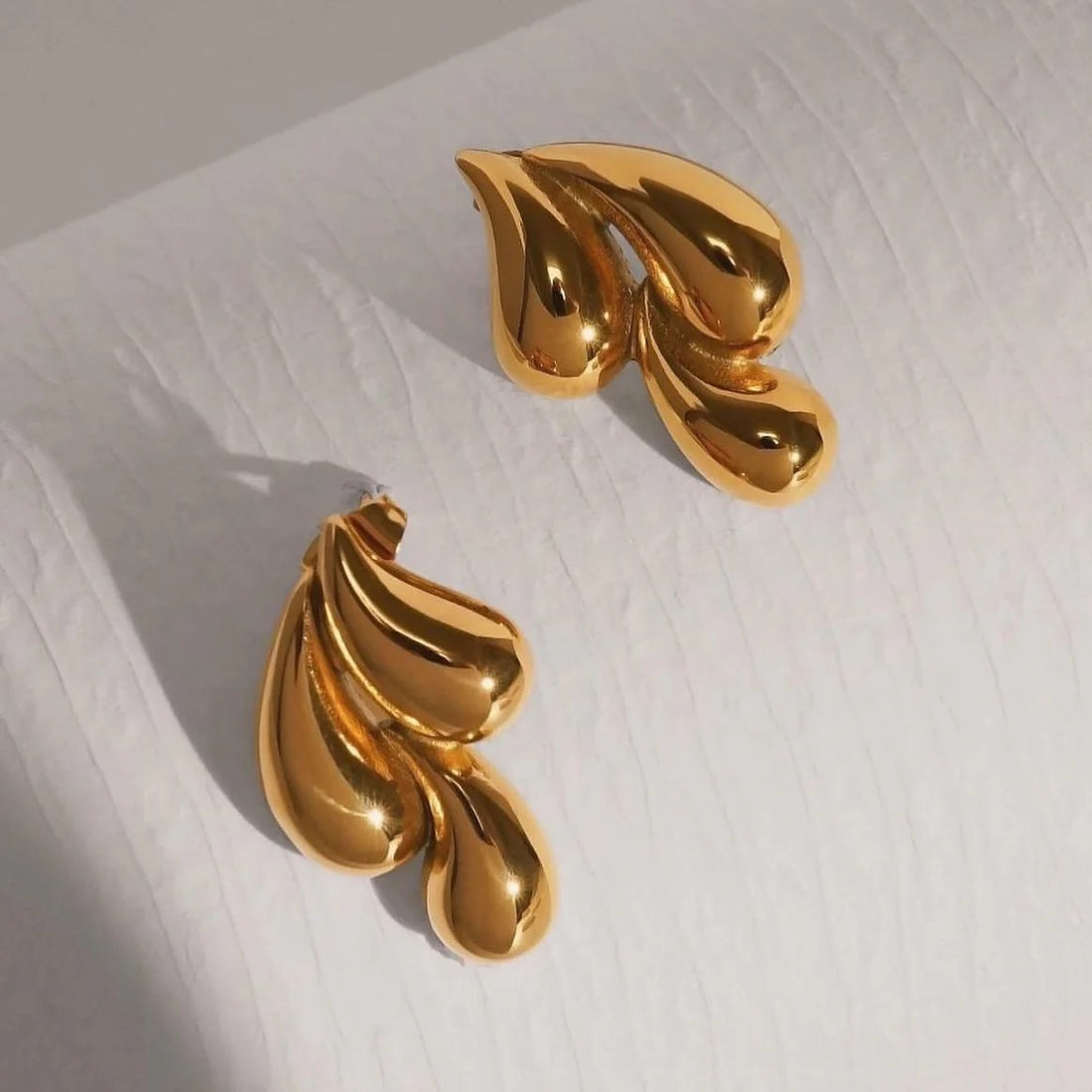 Jazbaat Gold-Plated Triple Droplet Stud Earrings