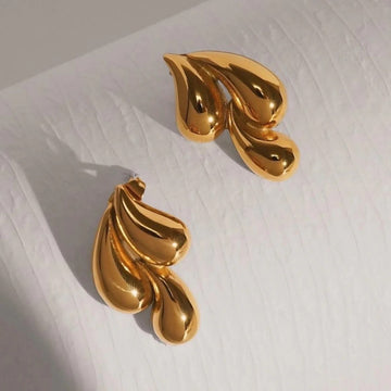 Jazbaat Gold-Plated Triple Droplet Stud Earrings
