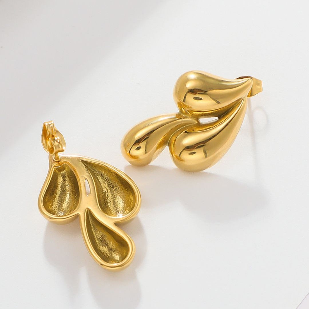Jazbaat Gold-Plated Triple Droplet Stud Earrings