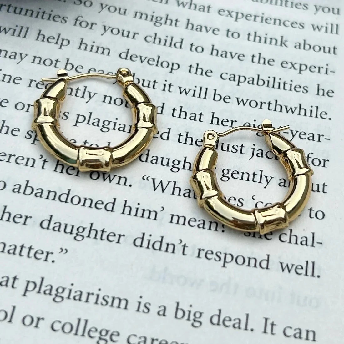 Jazbaat Gold-Plated Waterproof Three-Knot Circular Shaped Hoop Earrings
