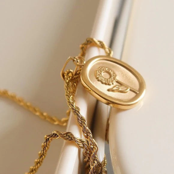 Jazbaat Gold-Plated Waterproof & Hypoallergenic Sunflower Pendant Necklace