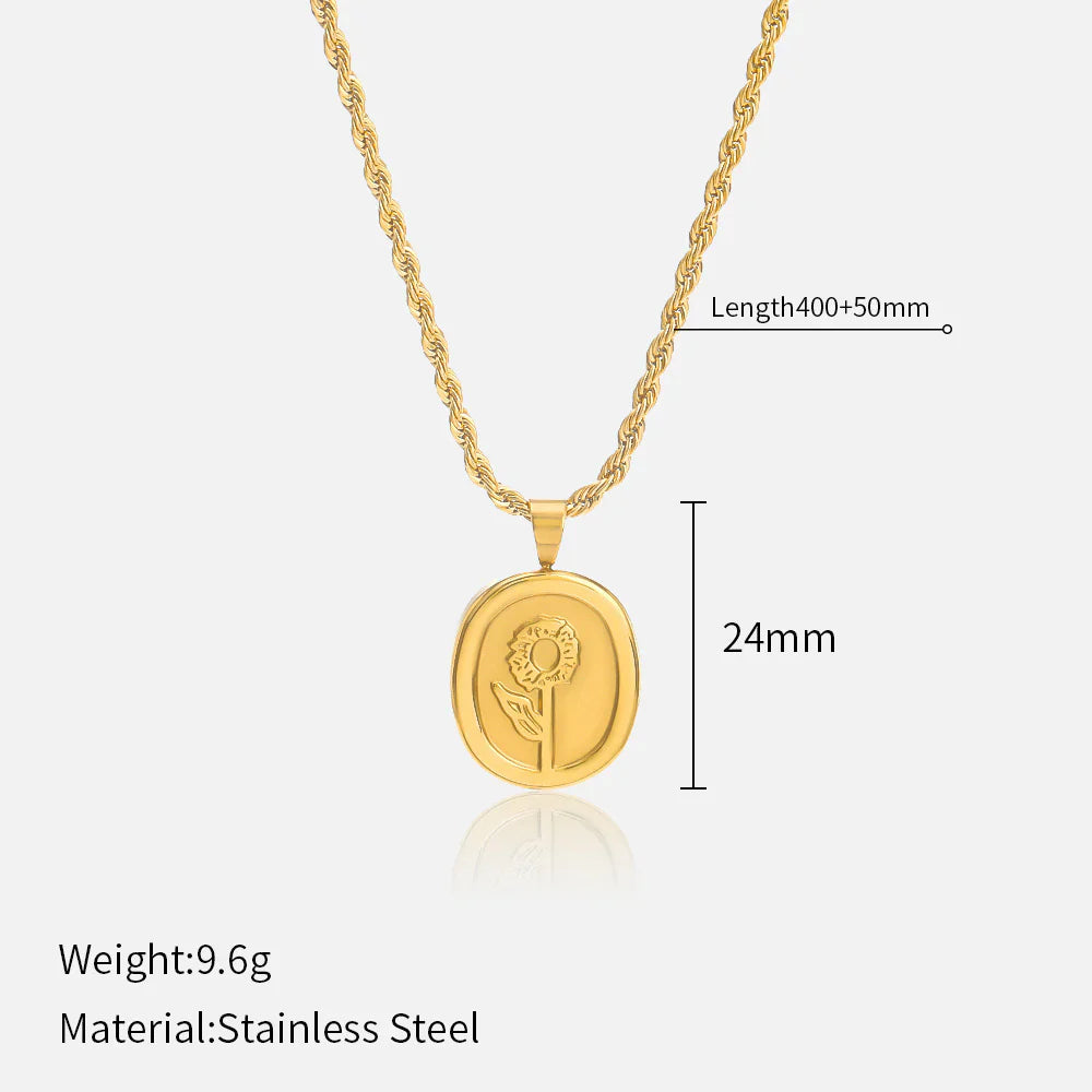 Jazbaat Gold-Plated Waterproof & Hypoallergenic Sunflower Pendant Necklace