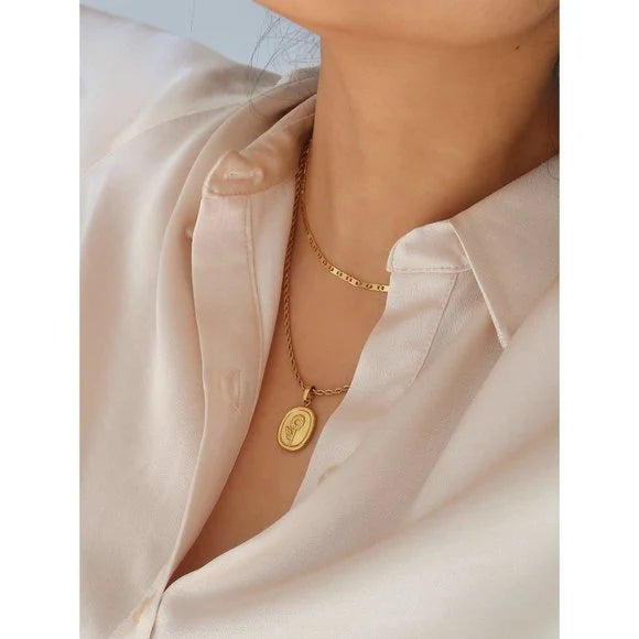Jazbaat Gold-Plated Waterproof & Hypoallergenic Sunflower Pendant Necklace