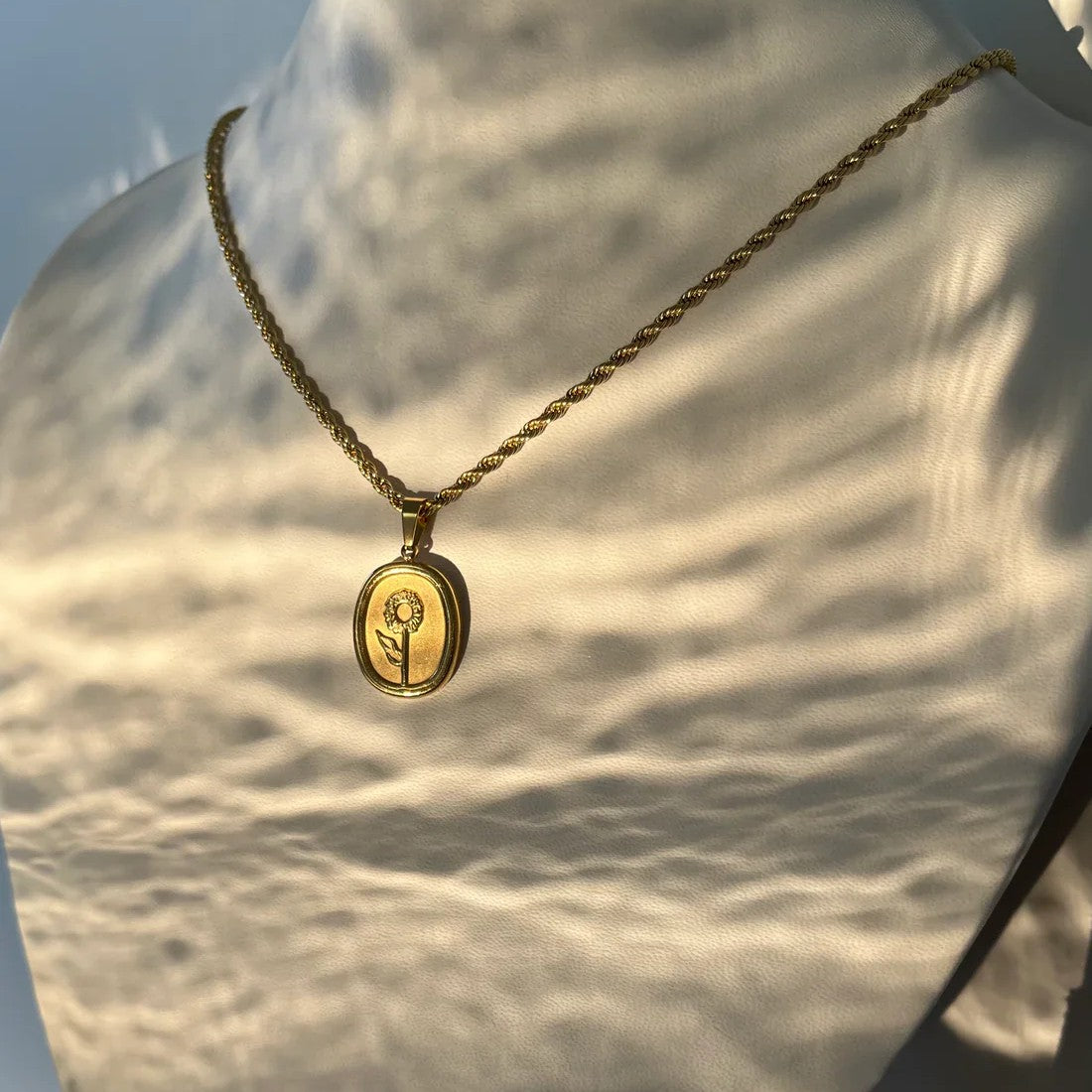 Jazbaat Gold-Plated Waterproof & Hypoallergenic Sunflower Pendant Necklace