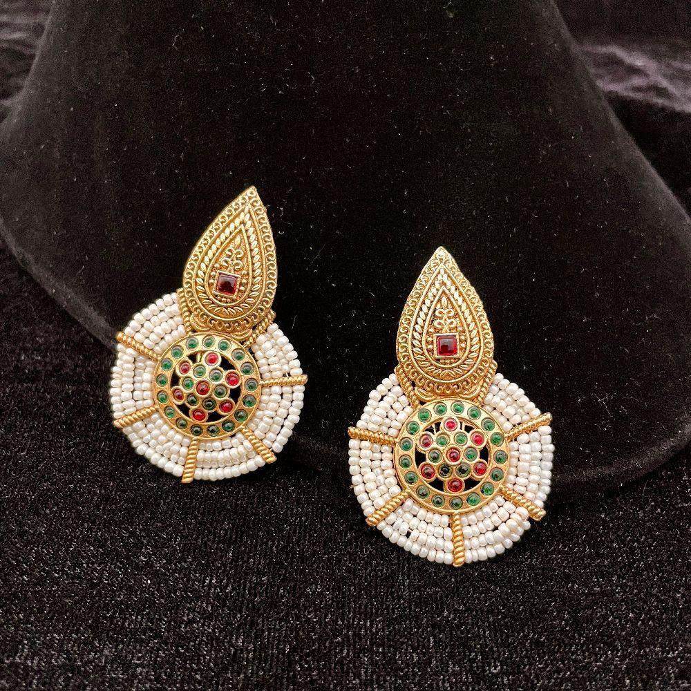 Jazbaat Gold-Toned Beaded Drop Earrings