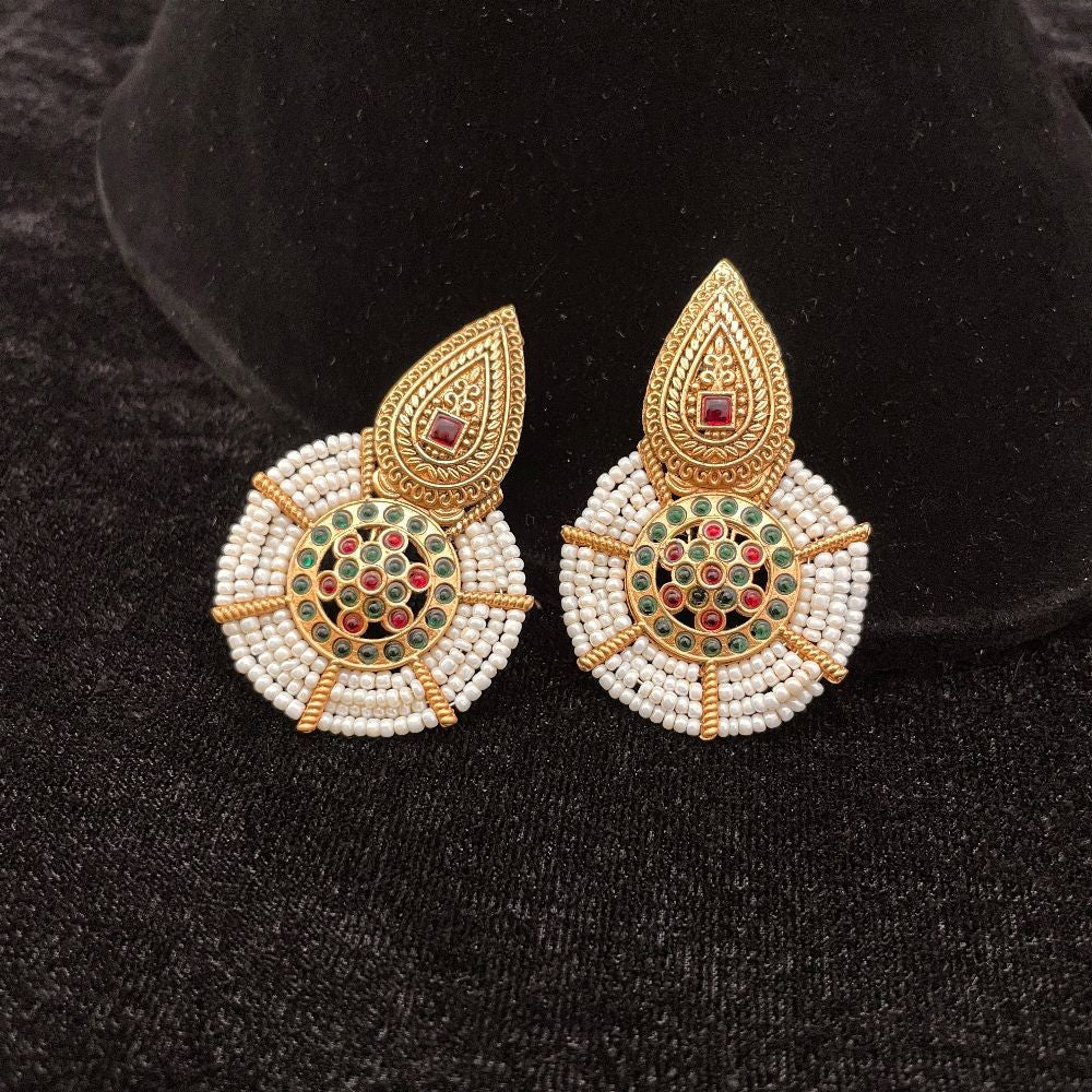 Jazbaat Gold-Toned Beaded Drop Earrings