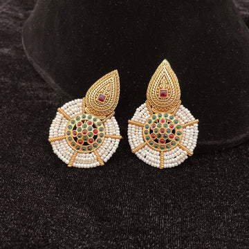 Jazbaat Gold-Toned Beaded Drop Earrings