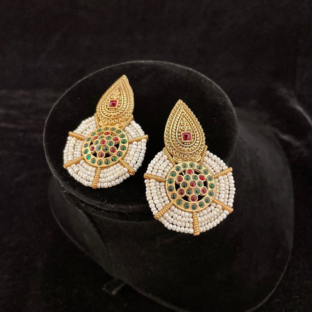 Jazbaat Gold-Toned Beaded Drop Earrings