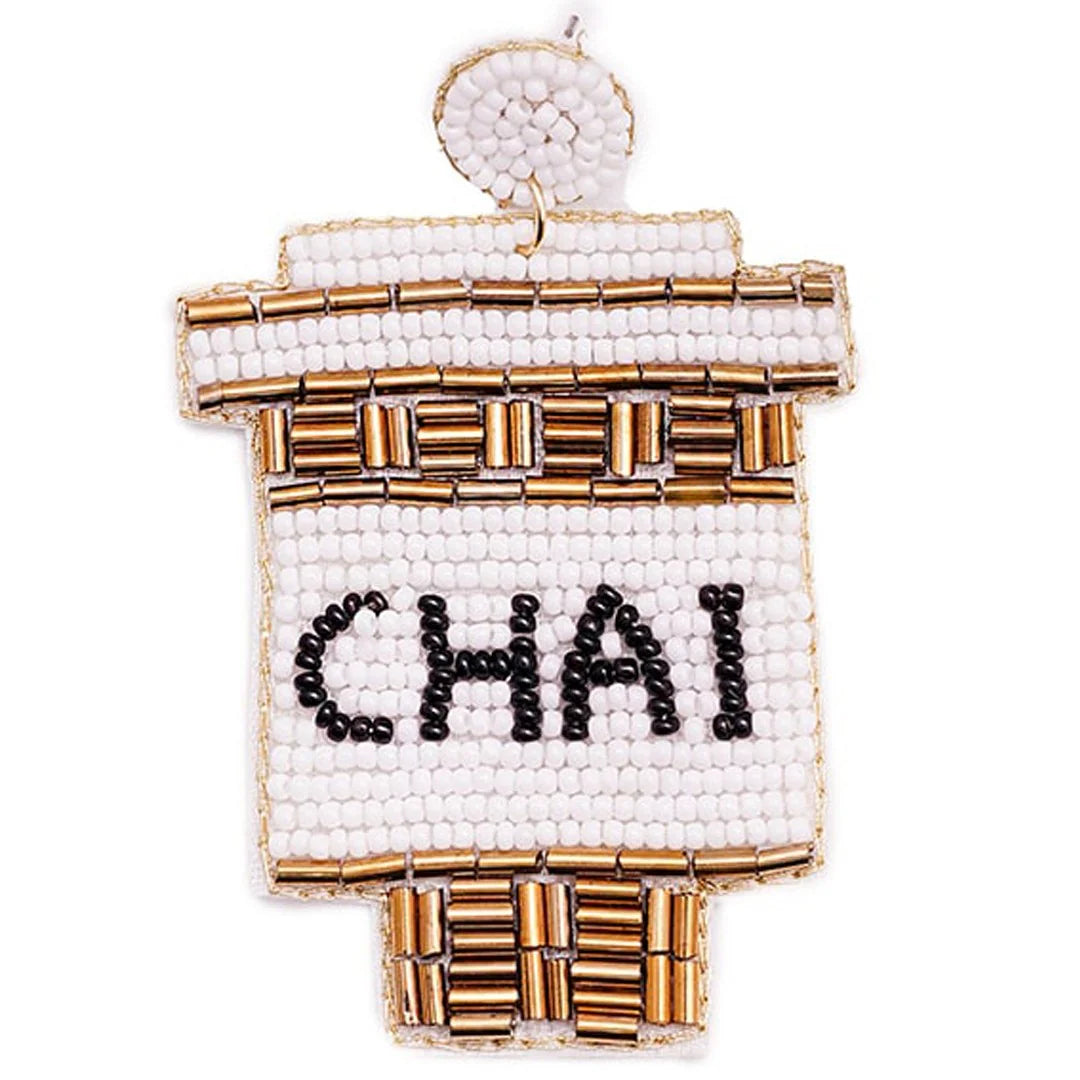 Jazbaat Handmade Chai Lover Beaded Quirky Earrings