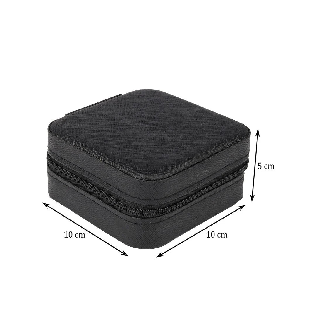 Jazbaat Jewellery Storage Box, PU Leather Jewellery Organiser For Women - Black