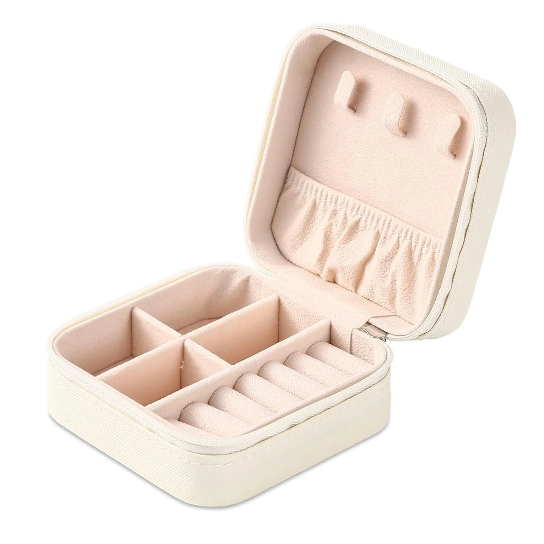 Jazbaat Jewellery Storage Box, PU Leather Jewellery Organiser For Women - Off White