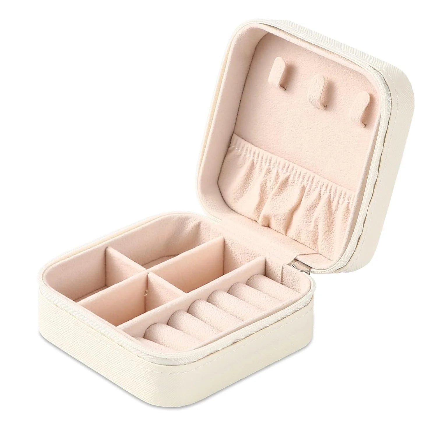 Jazbaat Jewellery Storage Box, PU Leather Jewellery Organiser For Women - Off White