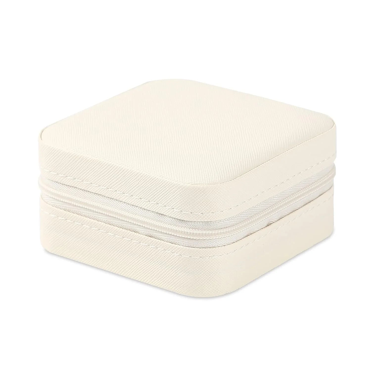 Jazbaat Jewellery Storage Box, PU Leather Jewellery Organiser For Women - Off White