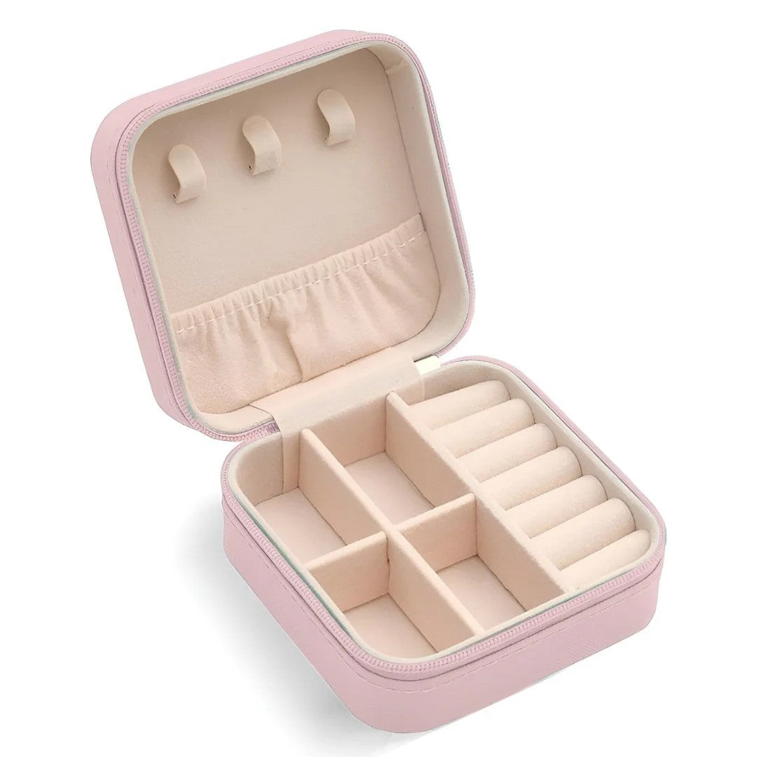 Jazbaat Jewellery Storage Box, PU Leather Jewellery Organiser For Women - Pink