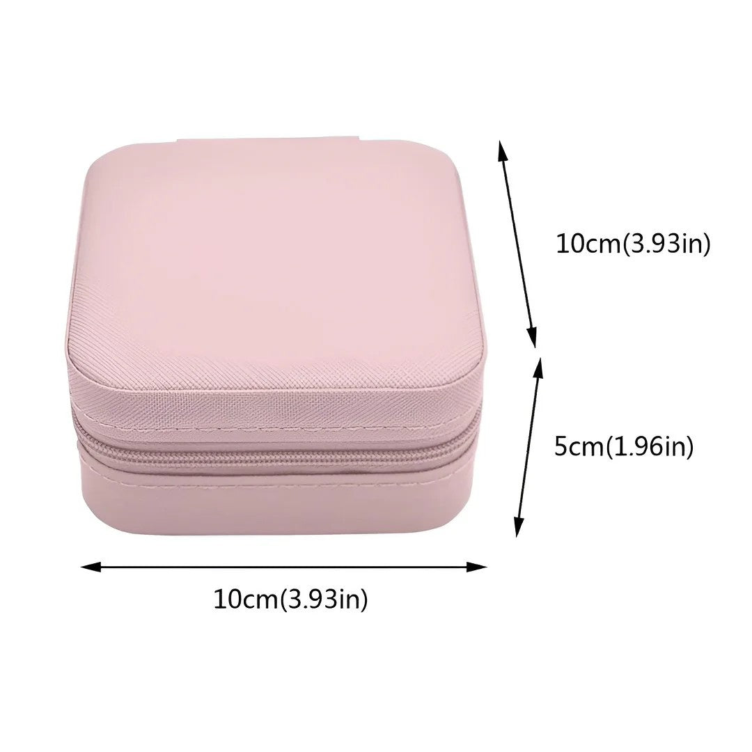 Jazbaat Jewellery Storage Box, PU Leather Jewellery Organiser For Women - Pink