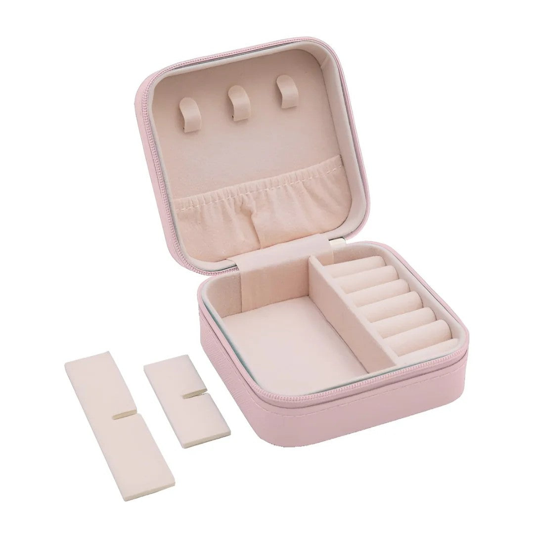 Jazbaat Jewellery Storage Box, PU Leather Jewellery Organiser For Women - Pink