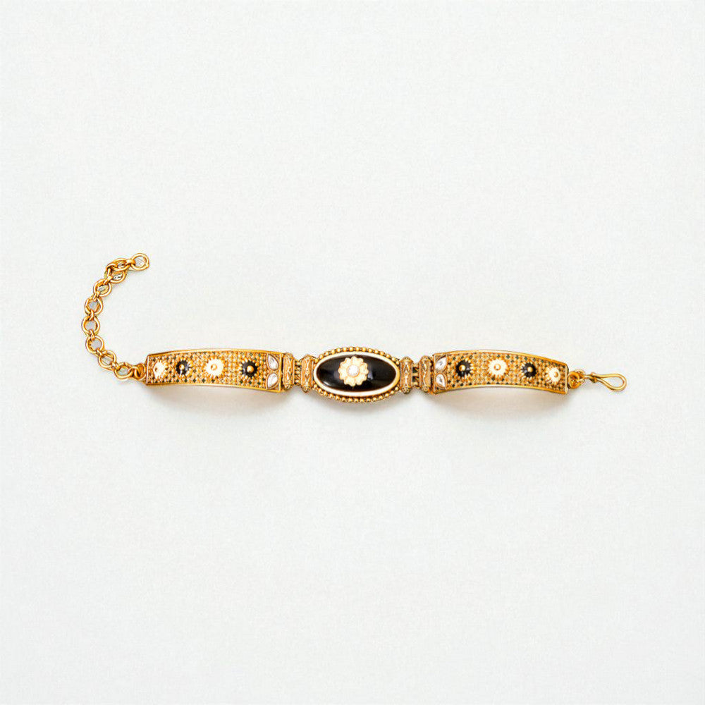 Jazbaat Matte Gold-Plated Designer Meenakari Bracelet