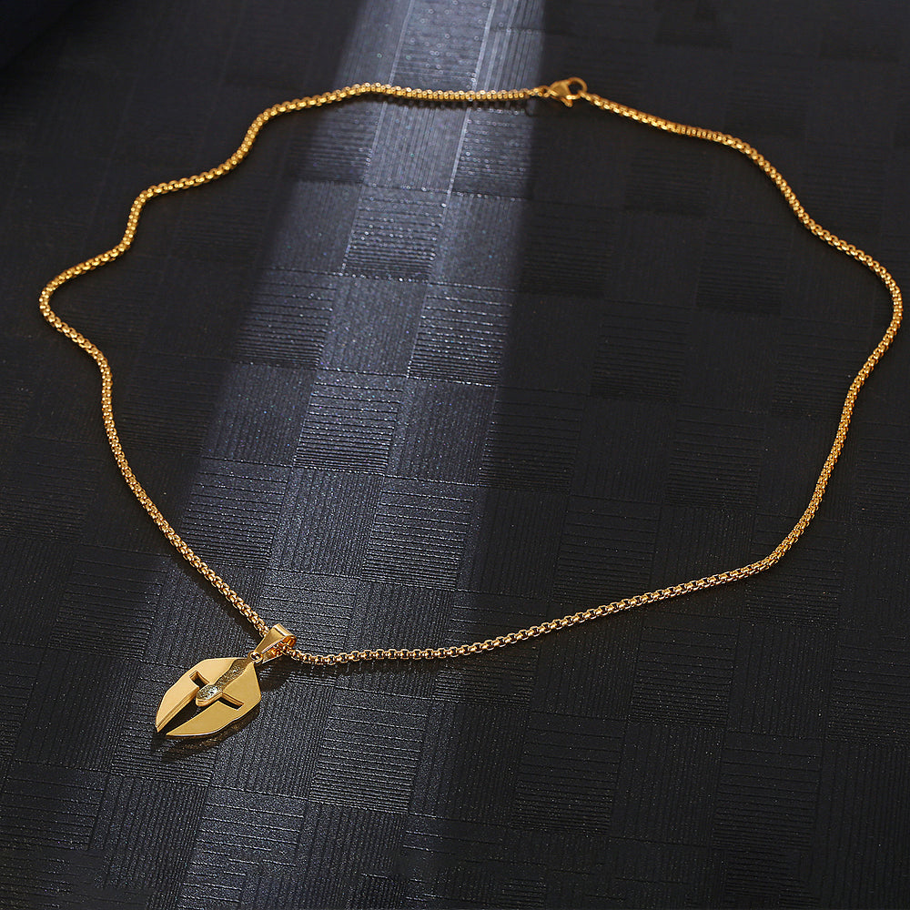 Jazbaat Men's Gold-Plated Spartan Mask Pendant Necklace, Anti-Tarnish Jewellery