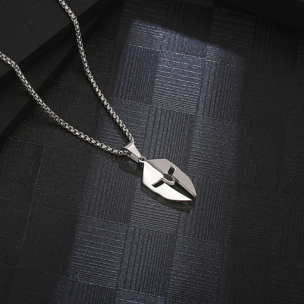 Jazbaat Men's Silver-Plated Spartan Mask Pendant Necklace, Anti-Tarnish & Waterproof