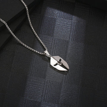 Jazbaat Men's Silver-Plated Spartan Mask Pendant Necklace, Anti-Tarnish & Waterproof