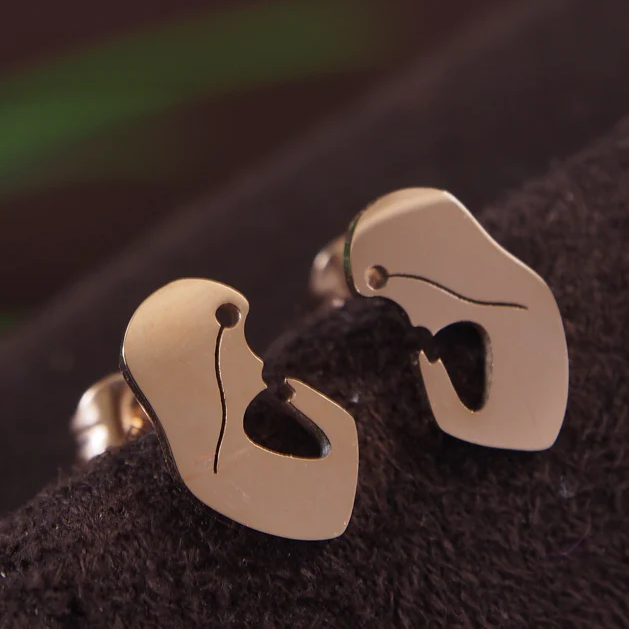 Jazbaat Rose Gold Baby Face Stud Earrings