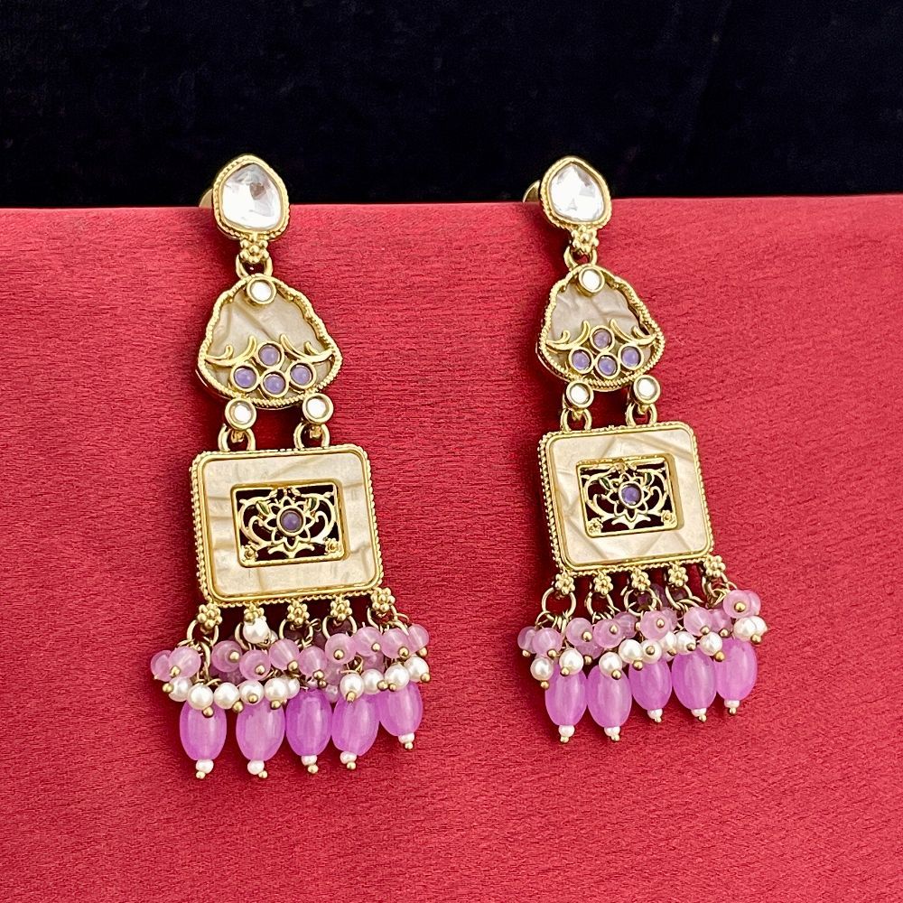 Jazbaat Royal Beaded Kundan Embellished Dangler Earrings