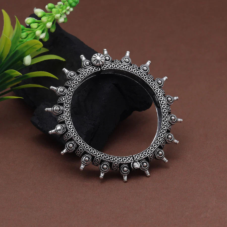 Jazbaat Silver-Plated Openable Spiked Kada Bangle For Women