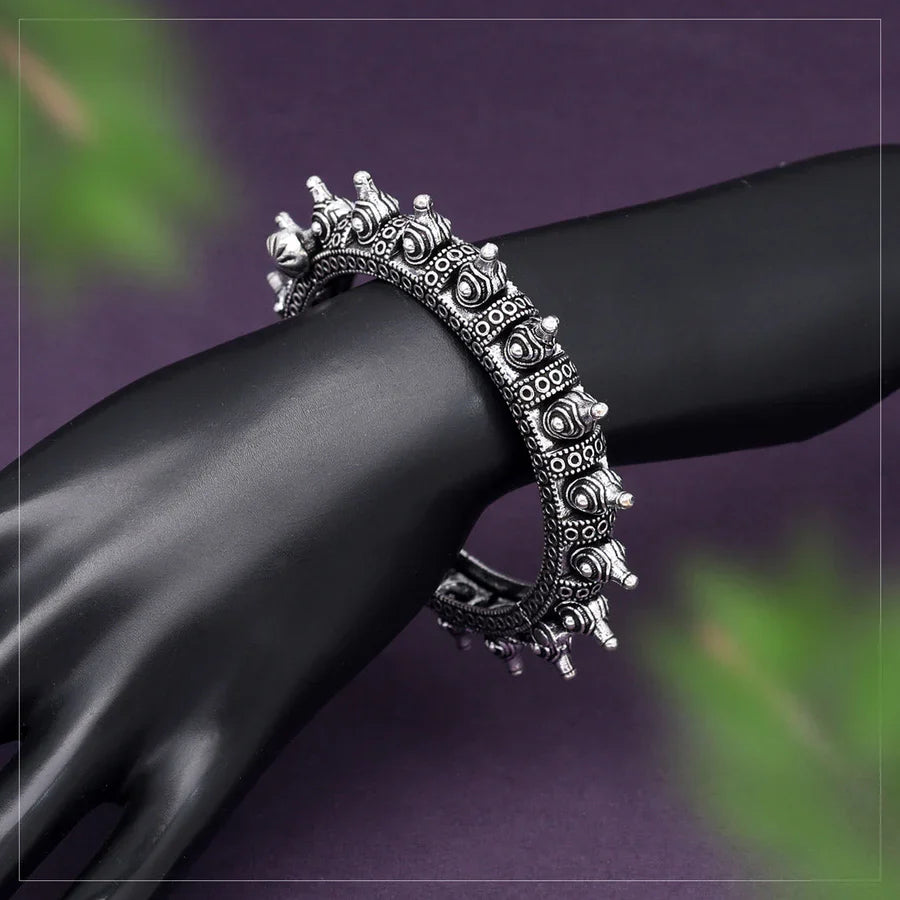 Jazbaat Silver-Plated Openable Spiked Kada Bangle For Women