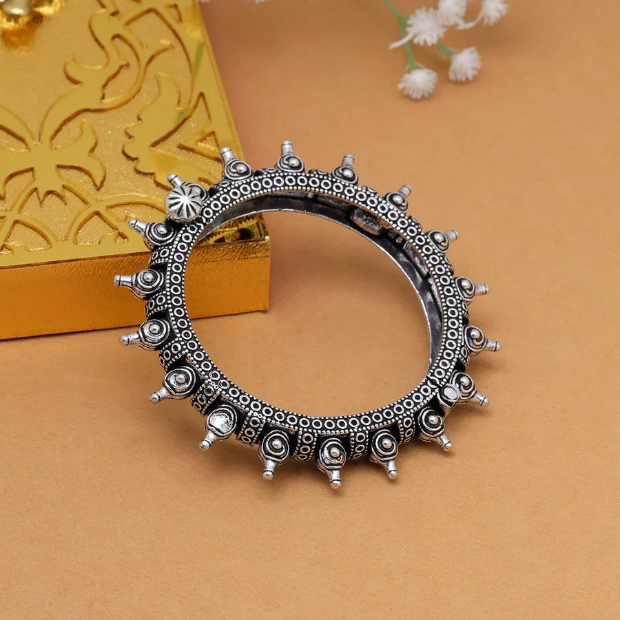 Jazbaat Silver-Plated Openable Spiked Kada Bangle For Women