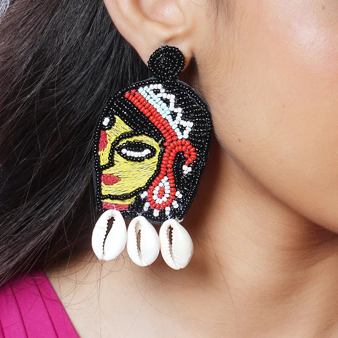 Jazbaat Goddess Durga Handmade Navratri Festive Dangler Earrings