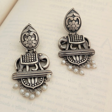 Oxidised Elephant Design Navratri Earrings