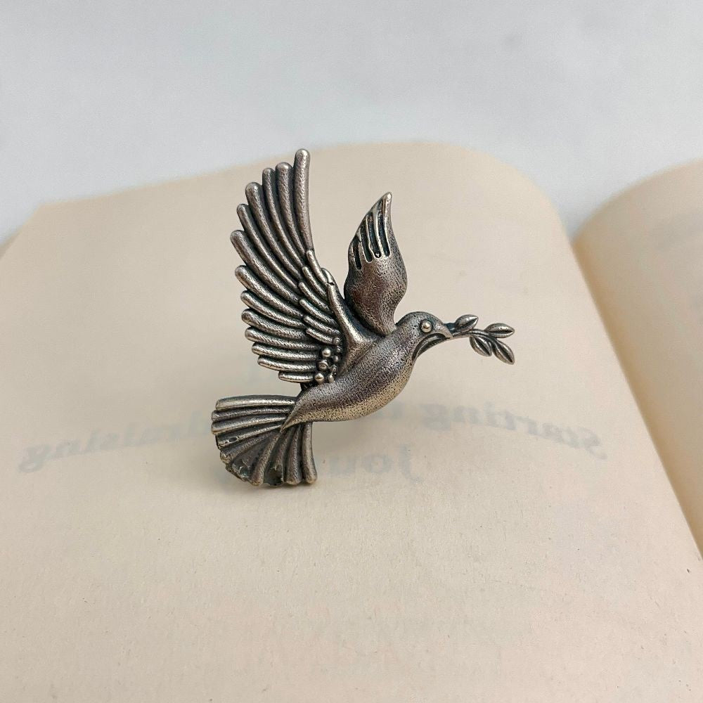 Oxidised Silver Adjustable Pigeon Ring