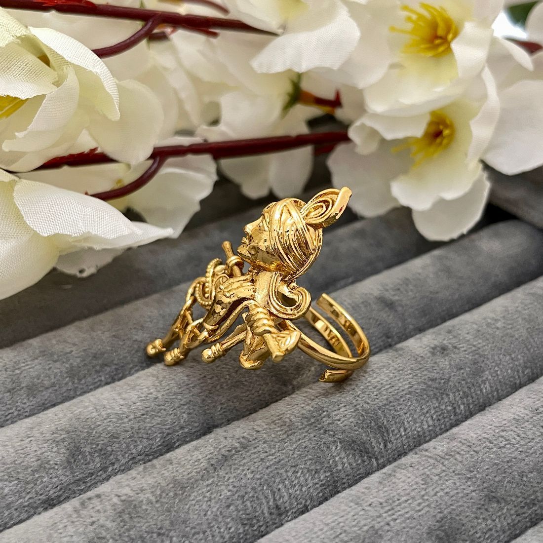 Radha Krishna Adjustable Temple Ring