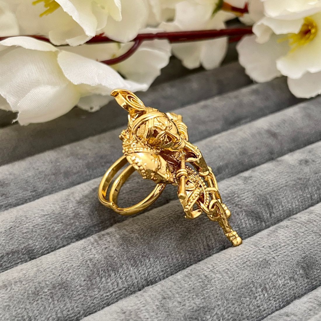 Radha Krishna Adjustable Temple Ring