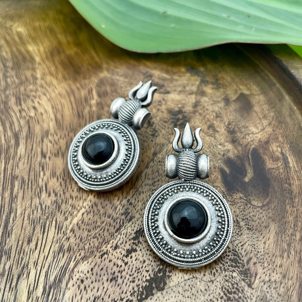Religious Trishul & Damru Stud Earrings