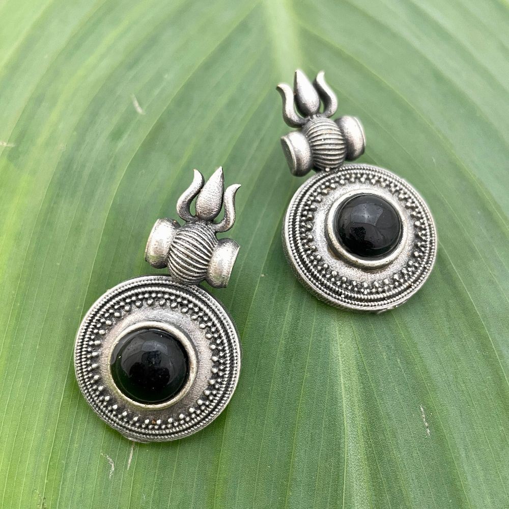 Religious Trishul & Damru Stud Earrings