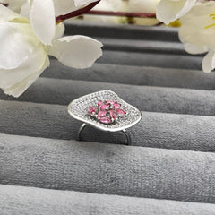 Rhodium-Plated Cubic Zirconia Cocktail Ring