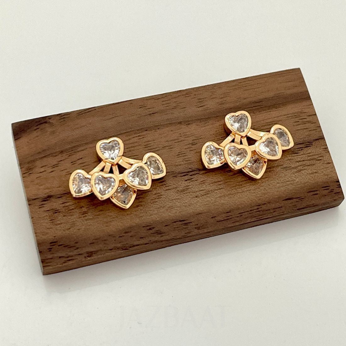 Rose Gold-Plated Crystal Studded Heart Earrings