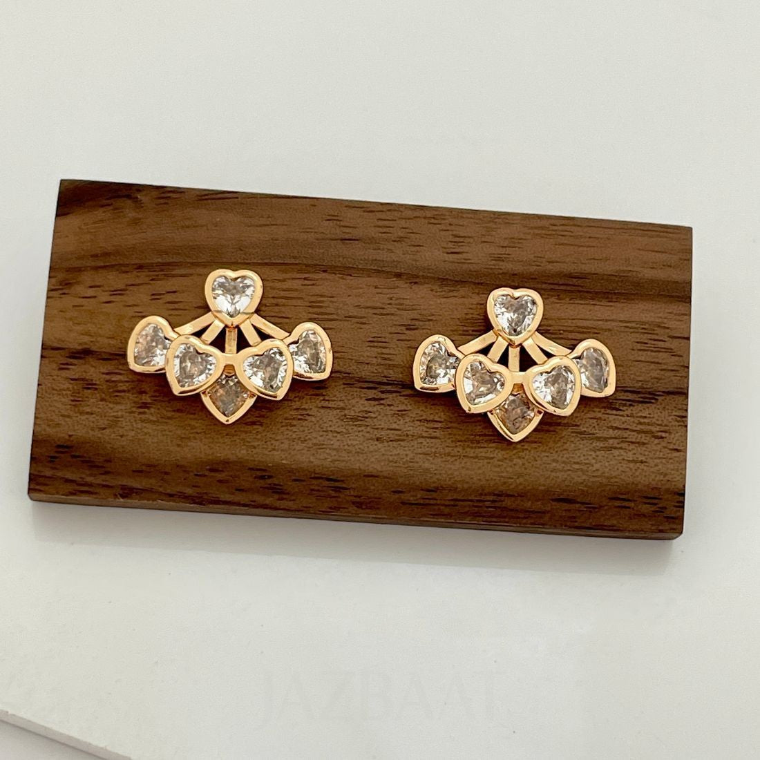 Rose Gold-Plated Crystal Studded Heart Earrings
